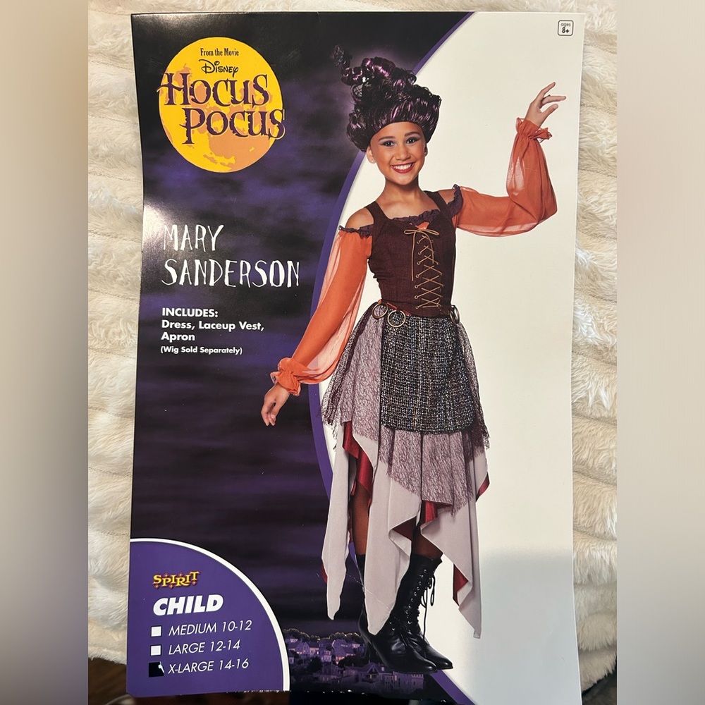 Hocus Pocus Mary Sanderson Halloween Costume—Child Size XL 14-16